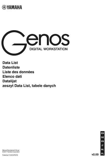 yamaha雅马哈Genos Data List